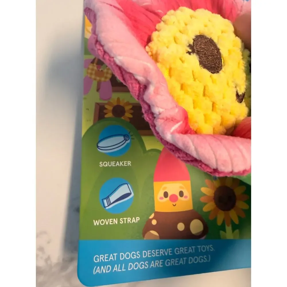 BARK Barkyard Garden Penny Pechewnia Flower Dog Toy Squeaker Tug XS-M NWT